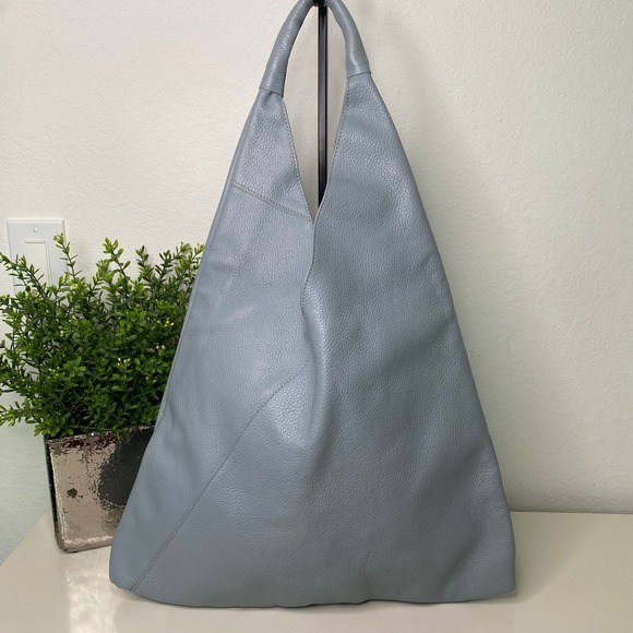 Vera Pelle Italy Leather Hobo Bag Large  Shoulder Bag Soft Serenity Blue - Picture 1 of 9